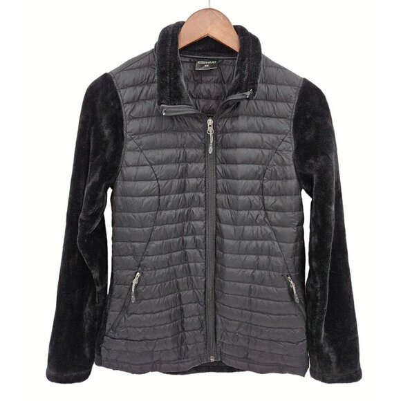 32 Degree Heat Down Puffer Jacket Sz S Black Ligtweight Full Zip Velour Pockets - Picture 7 of 11
